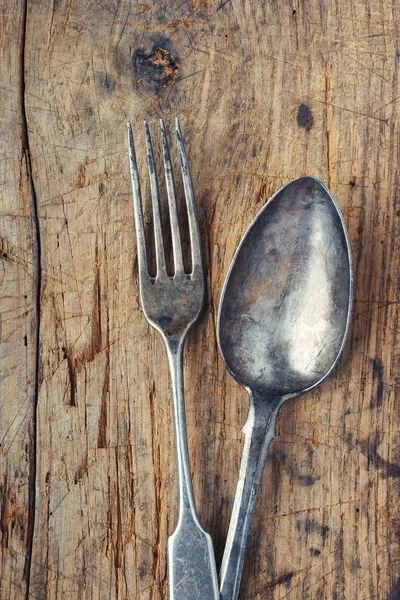 Old fork and spoon — Stock Photo, Image