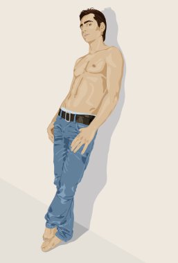 pantolonlu genç adam.