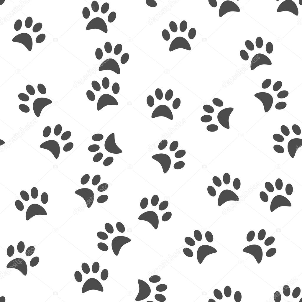 Dog's paw print background. Seamless pattern. Vector illustratio