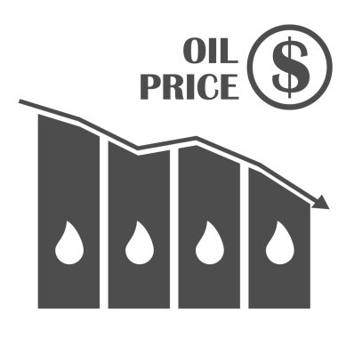 Petrol aşağı grafik. Vektör. Petrol fiyatları düşmesi. Petrol infographics