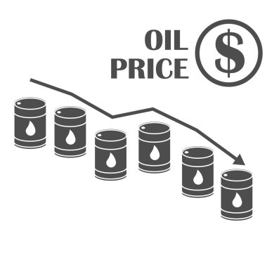 Petrol aşağı grafik. Vektör. Petrol fiyatları düşmesi. Petrol infographics