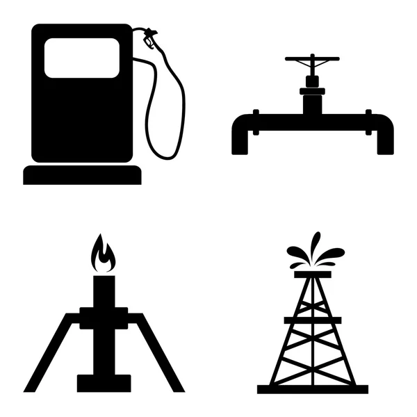 Olio, benzina, set icone del petrolio. Illustrazione vettoriale . — Vettoriale Stock