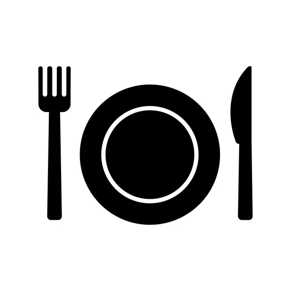 Placa cuchillo tenedor icono. Signo de comida. Ilustración vectorial — Vector de stock
