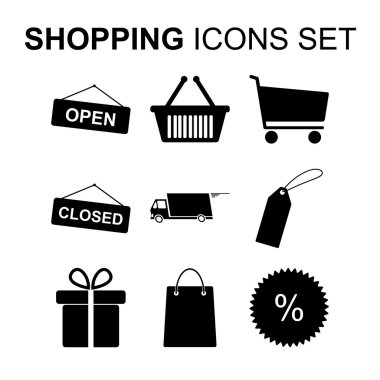 Alışveriş ikonları hazır. vektör illüstrasyonu