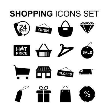 Alışveriş ikonları hazır. vektör illüstrasyonu