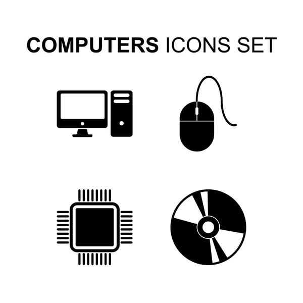 Conjunto de iconos de computadoras. Ilustración vectorial — Vector de stock