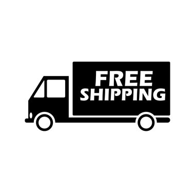 Delivery icon silhouette shipping truck isolated on white backgr clipart
