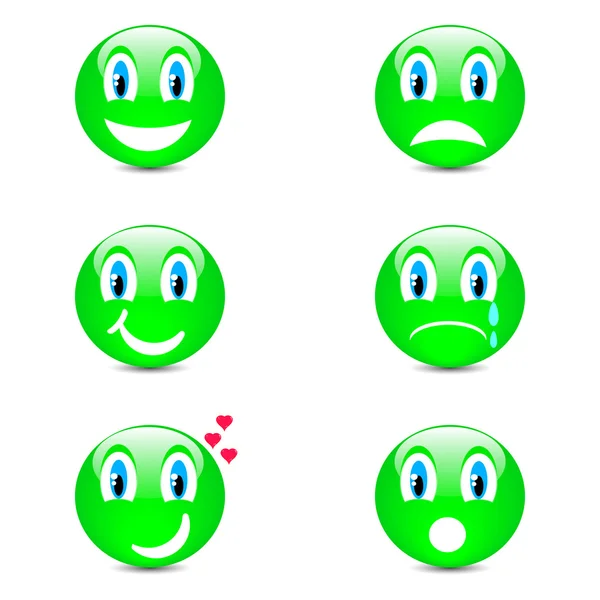 Set ikon tersenyum dengan ekspresi wajah - Stok Vektor