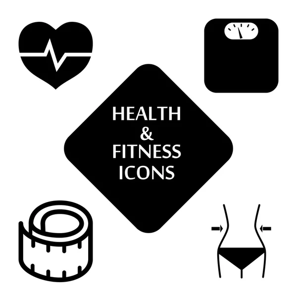 Ensemble d'icônes de santé et de fitness. Illustration vectorielle — Image vectorielle