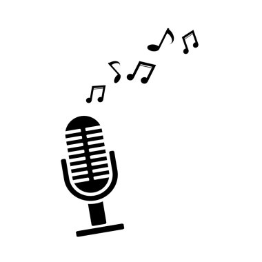 Mikrofon müzik notaları ile. Vektör çizim