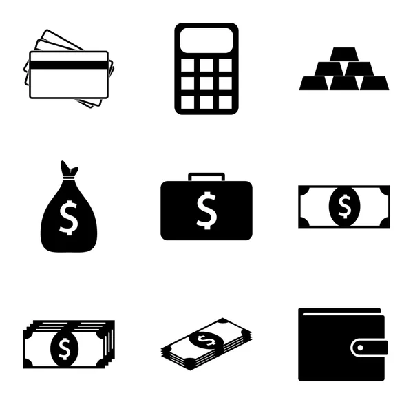 Conjunto de iconos de finanzas y dinero. Ilustración vectorial — Vector de stock