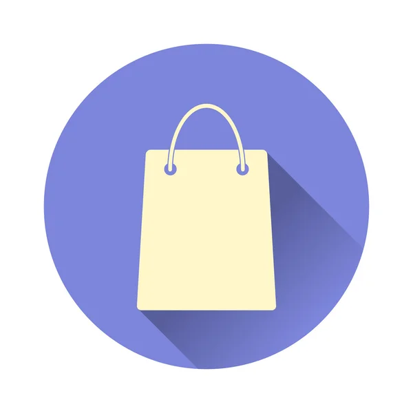 Shopping bag icon with long shadow. Vector illustration — Stock Vector