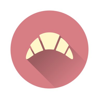 Kruvasan simge uzun gölge ile. Vektör çizim