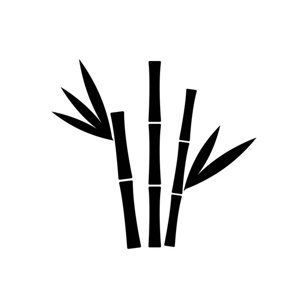 Bambus s listy siluetu. Vektorové ilustrace — Stockový vektor