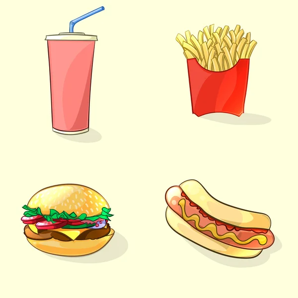 Fast food illustration in cartoon style. Vector — Stock Vector