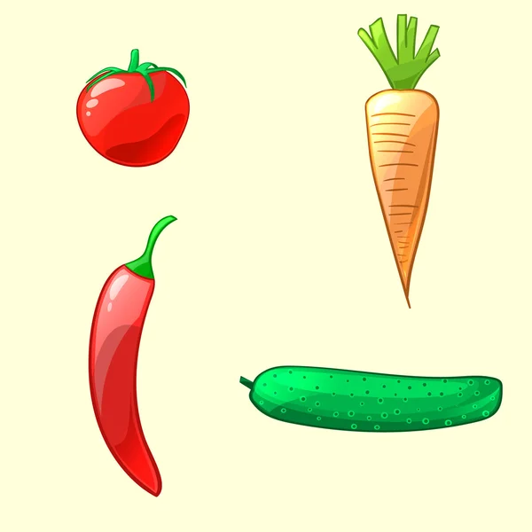 Légumes frais, mûrs et juteux. Illustrat vectoriel de style dessin animé — Image vectorielle