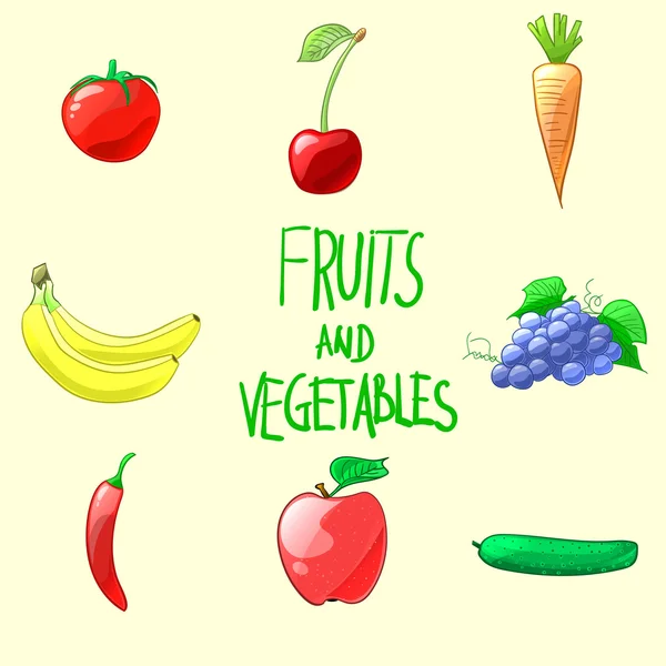 Fruits and vegetables. Vector illustration — Stock Vector