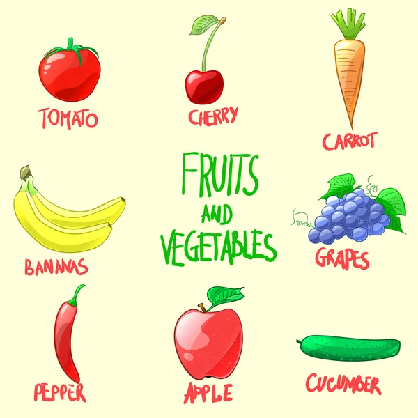 Meyve ve sebze. vektör çizim — Stok Vektör