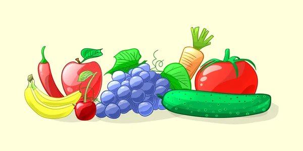 果物と野菜。ベクトル イラスト — ストックベクタ