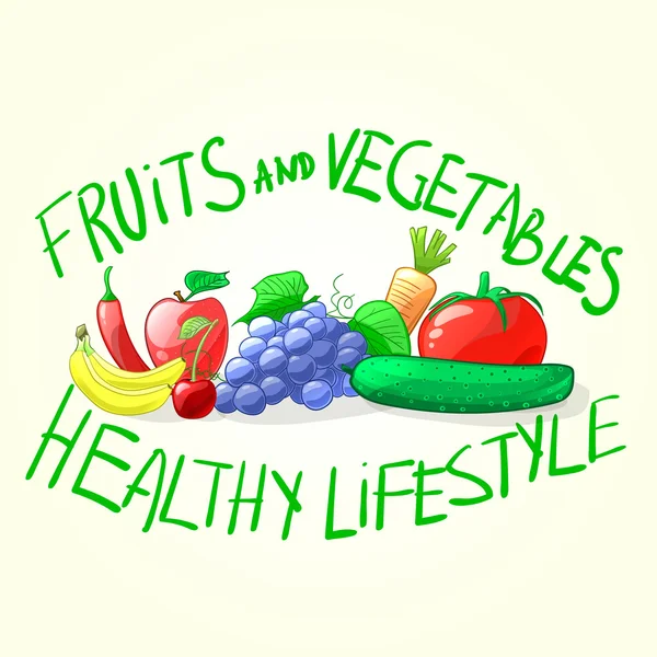 Fresh food. Healthy lifestyle. Vector illustration — Stock Vector