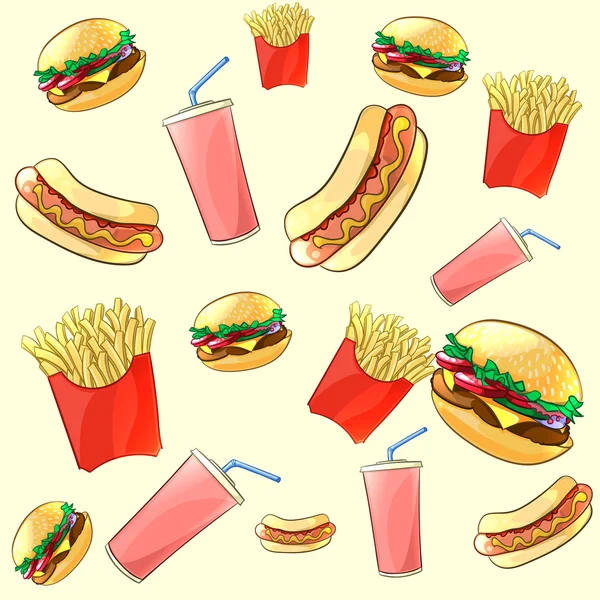 Colorful fast food vector illustration. — Stock Vector