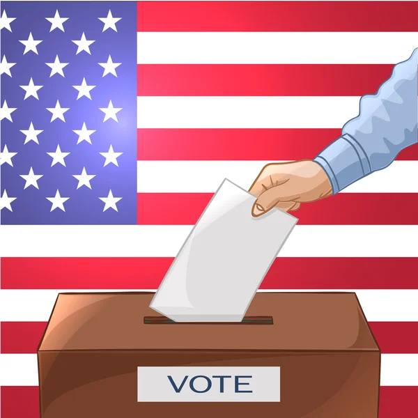 Concept de vote - mettre du papier à la main dans l'urne. Élections — Image vectorielle