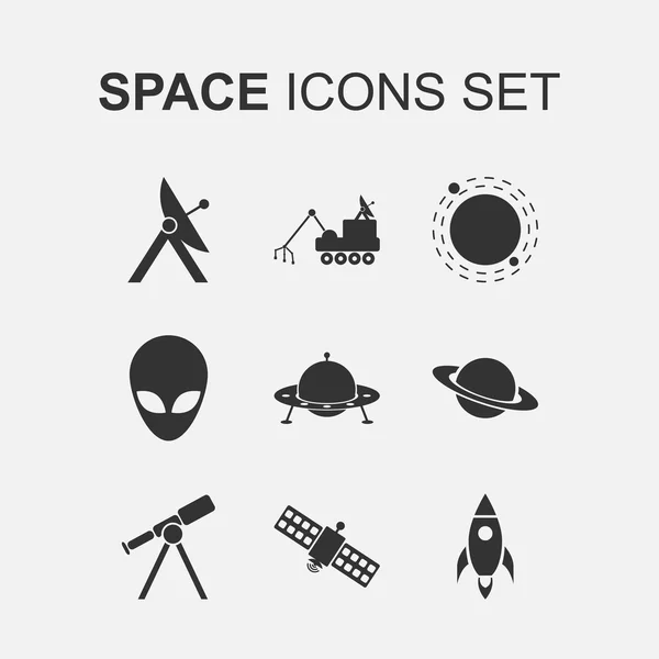 Conjunto de iconos espaciales. Ilustración vectorial — Vector de stock