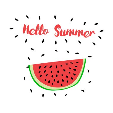 Vektör karpuz ve alıntı Merhaba yaz yazma el ile yazdırma