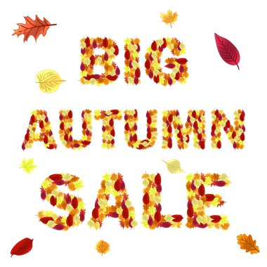Büyük sonbahar satış. Vektör çizim renkli sonbahar yaprakları ile 