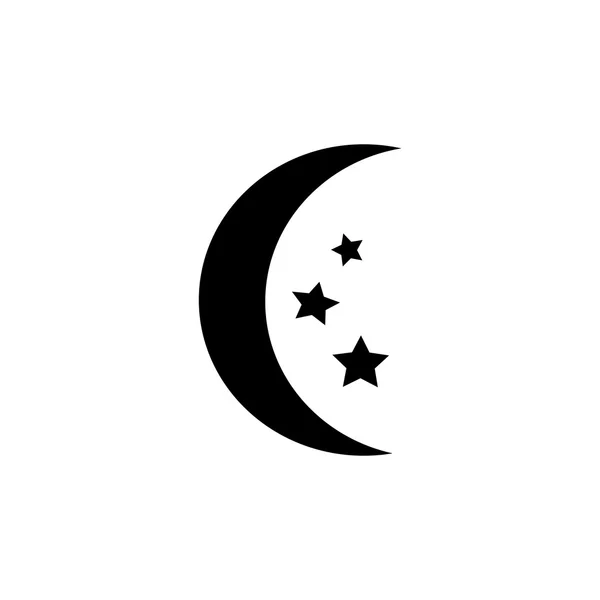Luna con el icono de estrellas. Símbolo nocturno. Señal meteorológica. Ilustración vectorial — Vector de stock