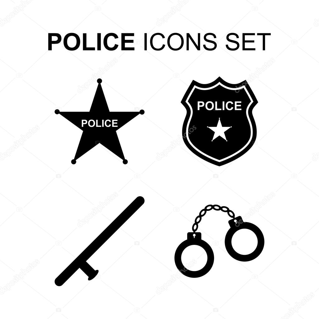 Police icons set. Vector illustration