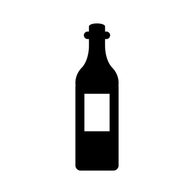 Şarap şişesi simgesi. Siluet vektör çizim