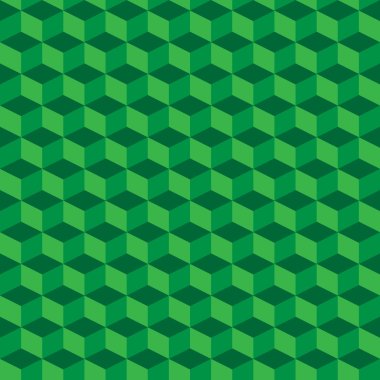 Yeşil geometrik sorunsuz küpleri arka plan desen. Vektör