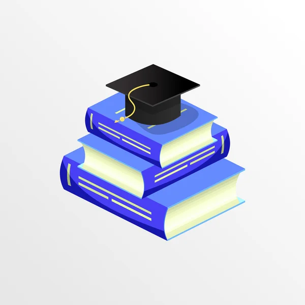 Education academic graduation cap and book vector — Διανυσματικό Αρχείο