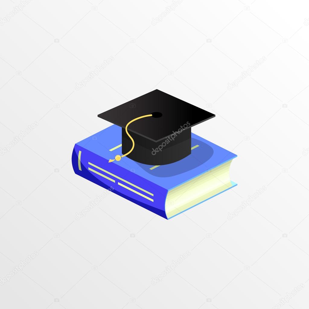 education academic graduation cap and book vector