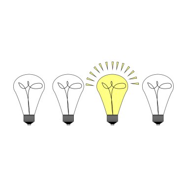 Dişli işareti ve fark konsepti ile yaratıcı ampul simgesi