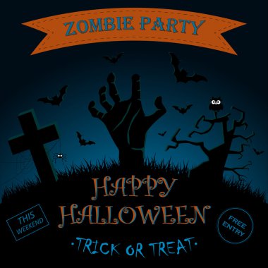 Cadılar Bayramı zombi parti afişi. vektör çizim.