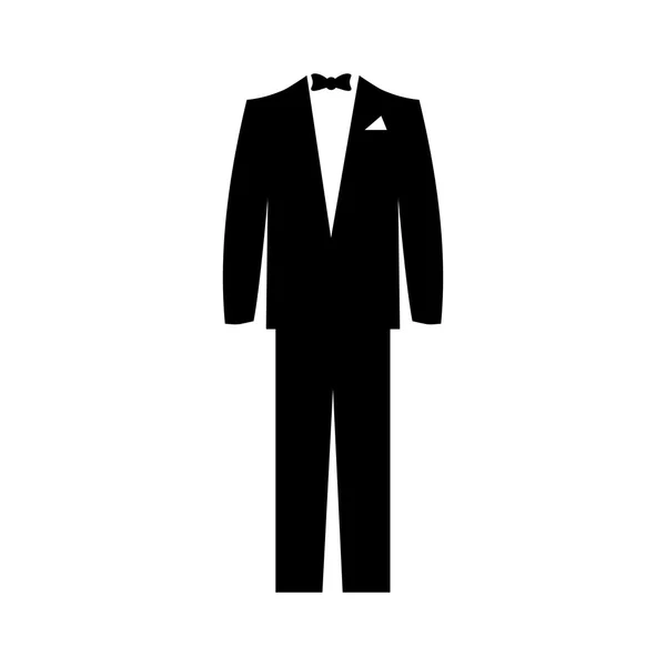 Klassischer schwarzer Anzug mit Fliege für Männer. Herrengarderobe. Vektor — Stockvektor