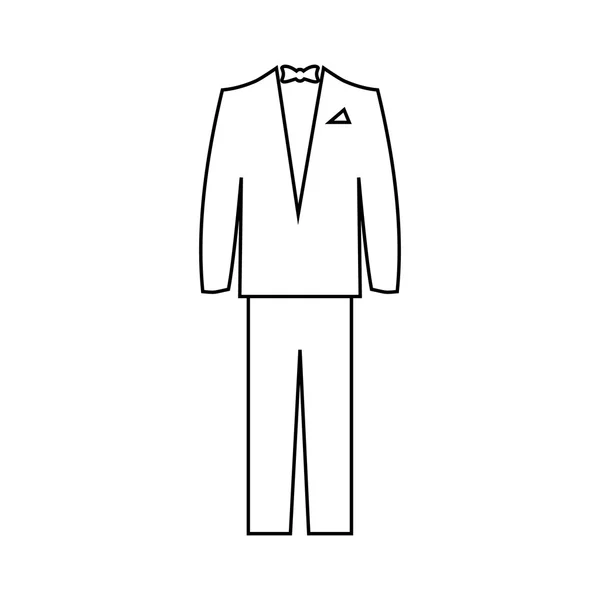 Klassischer schwarzer Anzug mit Fliege für Männer. Herrengarderobe. Vektor — Stockvektor