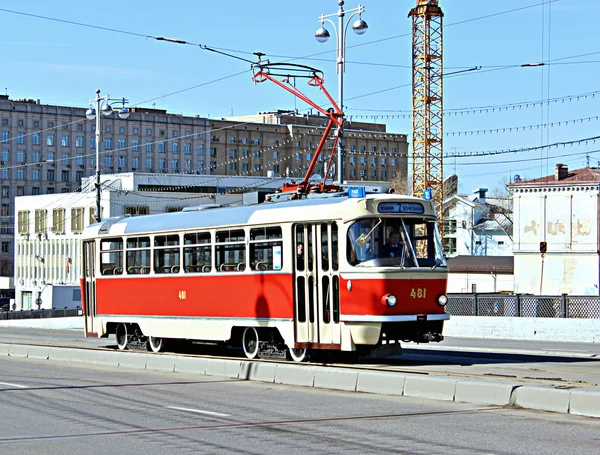 Retro Tram in Moskou — Stockfoto