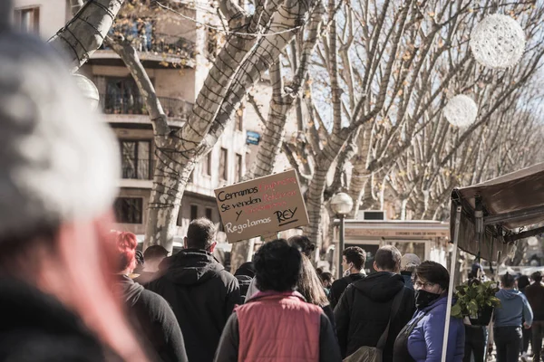 Spanje Palma Mallorca Januari 2021 Mensen Demonstreren Straat Tegen Nieuwe — Stockfoto