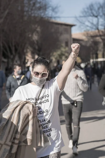 Spanje Palma Mallorca Januari 2021 Mensen Demonstreren Straat Tegen Nieuwe — Stockfoto