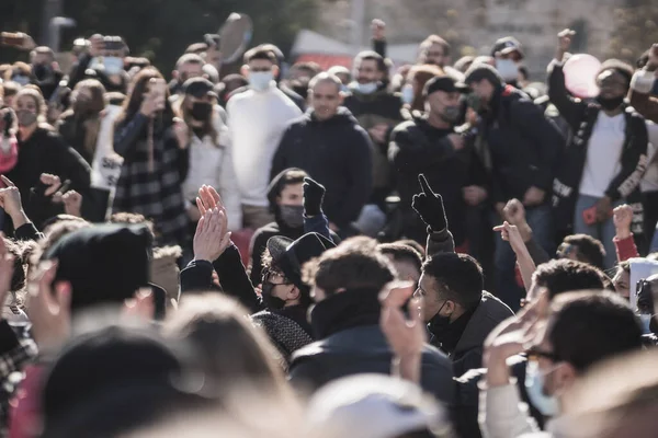 Espagne Palma Mallorca Janvier 2021 Les Gens Manifestent Dans Rue — Photo