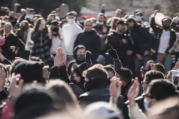 Espagne Palma Mallorca Janvier 2021 Les Gens Manifestent Dans Rue — Photo