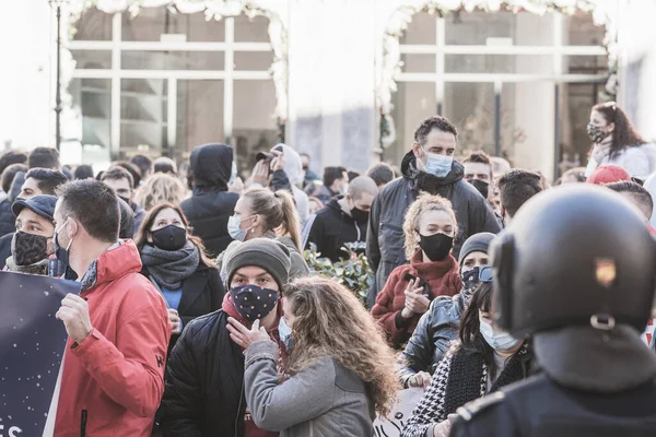 Испания Пальма Майорка Января 2021 Года Люди Улицах Протестуют Против — стоковое фото