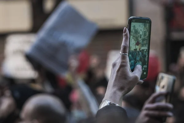 Espagne Palma Mallorca Janvier 2021 Les Gens Manifestent Dans Rue — Photo