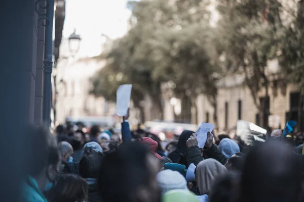 Espanha Palma Maiorca Janeiro 2021 Pessoas Estão Rua Manifestando Contra — Fotografia de Stock