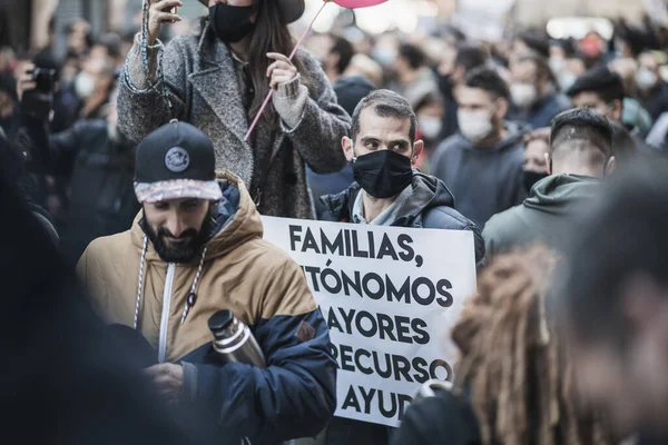 España Palma Mallorca Enero 2021 Gente Está Calle Manifestándose Contra — Foto de Stock