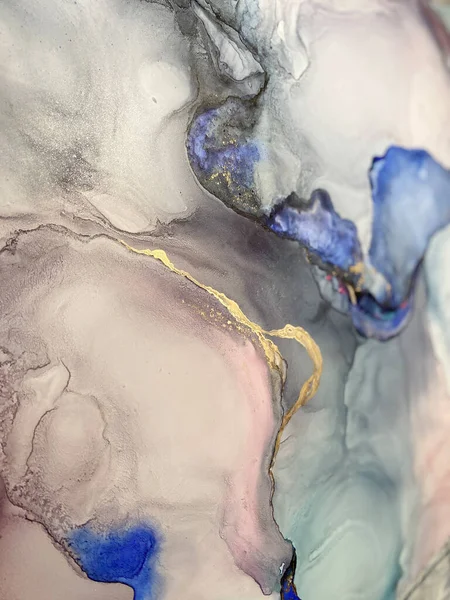 Рожевий Фіолетовий Синій Абстрактний Фон Зроблений Чорнила Алкоголем Золотим Пігментом — стокове фото