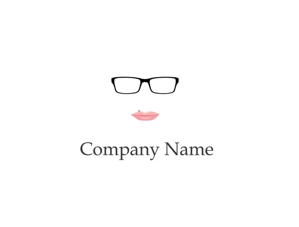 Lábios com logotipo óculos — Vetor de Stock